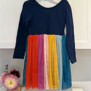 Hanna Andersson Navy and Rainbow Striped Dress